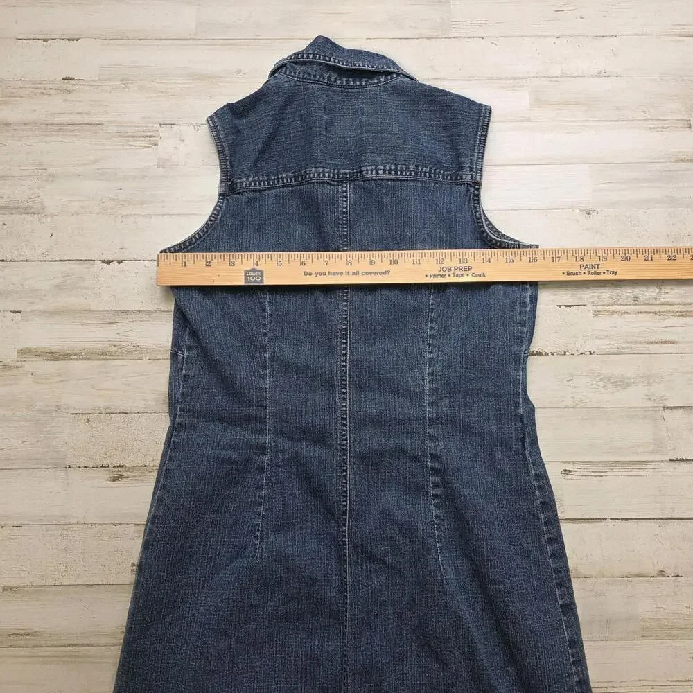 Old Navy Women’s Sleeveless Collared Denim Button Up Shirt Dress Sz 4 Cotton - Picture 6 of 6
